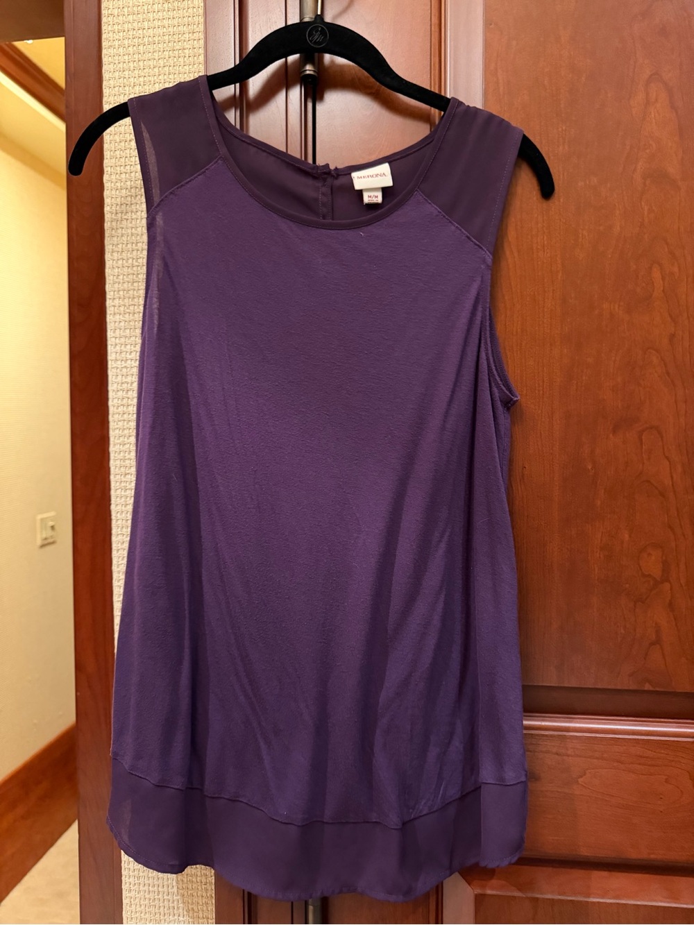 Merona Purple Sleeveless Chiffon-Trim Tank Top